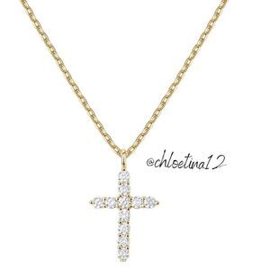 New 14k Gold Plated CZ Cross Necklace Choose Color